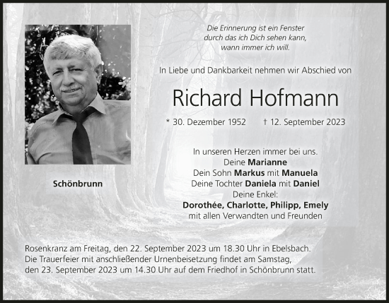 Anzeige von Richard Hofmann von MGO