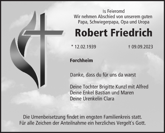 Anzeige von Robert Friedrich von MGO