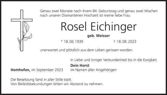Anzeige von Rosel Eichinger von MGO