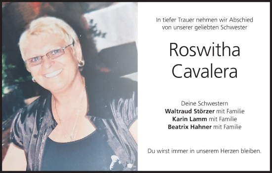 Anzeige von Roswitha Cavalera von MGO