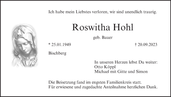 Anzeige von Roswitha Hohl von MGO