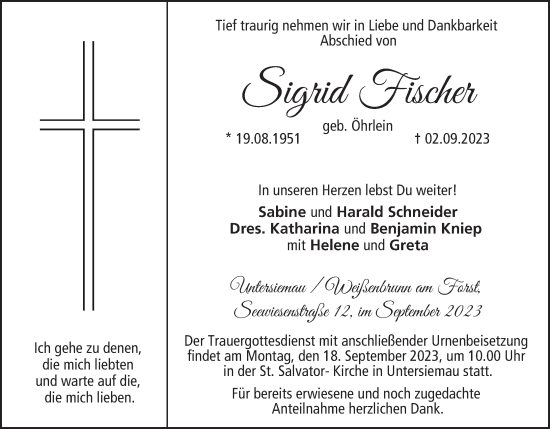 Anzeige von Sigrid Fischer von MGO