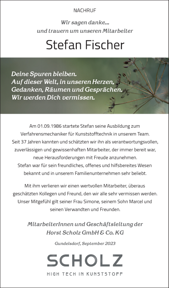 Anzeige von Stefan Fischer von MGO