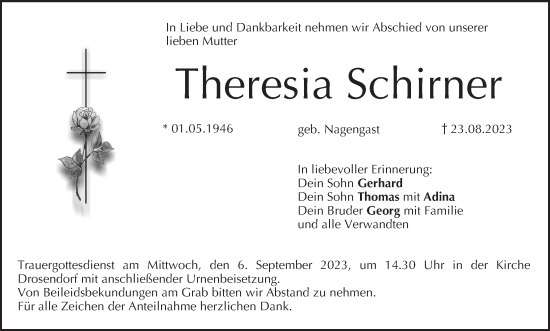 Anzeige von Theresia Schirner von MGO