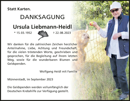 Anzeige von Ursula Liebmann-Heidl von MGO