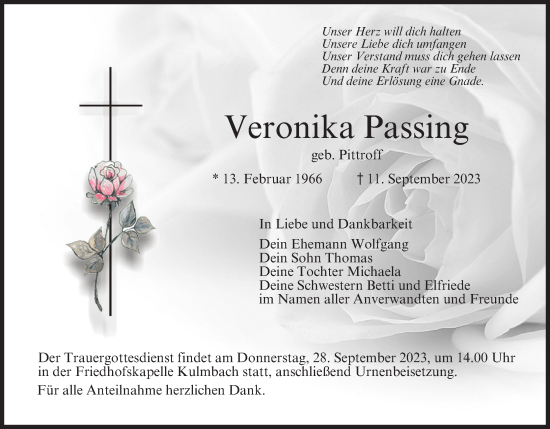 Anzeige von Veronika Passing von MGO