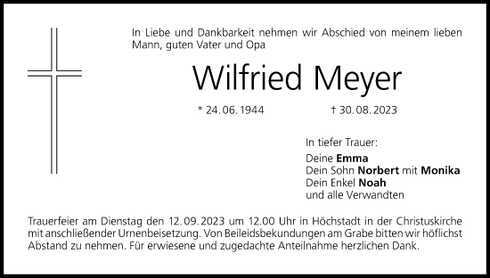 Anzeige von Wilfried Meyer von MGO