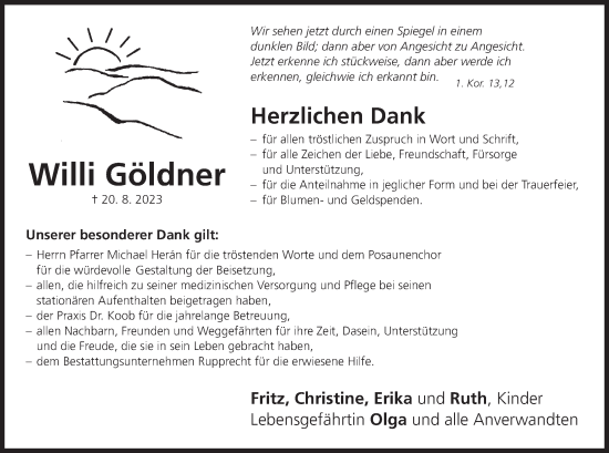 Anzeige von Willi Göldner von MGO