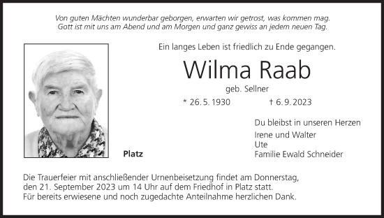 Anzeige von Wilma Raab von MGO