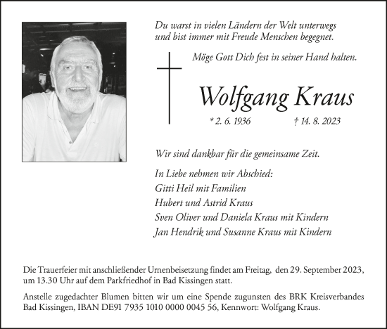 Anzeige von Wolfgang Kraus von MGO