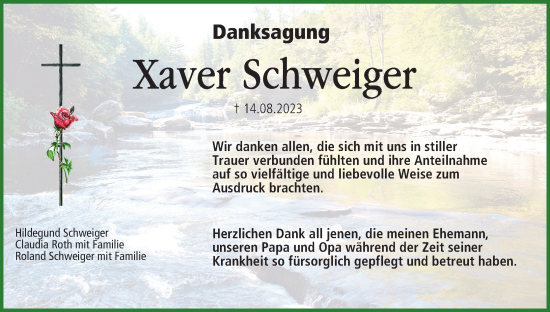 Anzeige von Xaver Schweiger von MGO