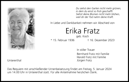 Anzeige von Erika Fratz von MGO