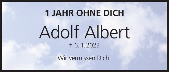 Anzeige von Adolf Albert von MGO