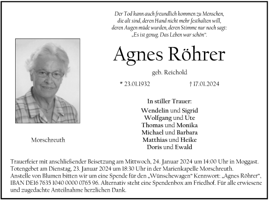 Anzeige von Agnes Röhrer von MGO