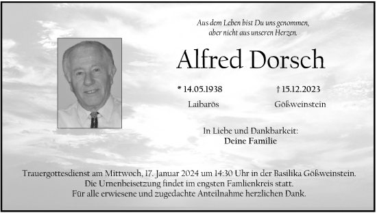 Anzeige von Alfred Dorsch von MGO
