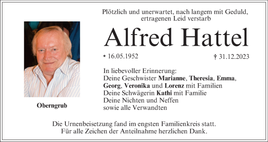 Anzeige von Alfred Hattel von MGO