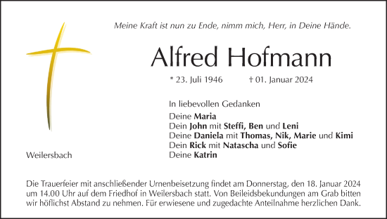Anzeige von Alfred Hofmann von MGO
