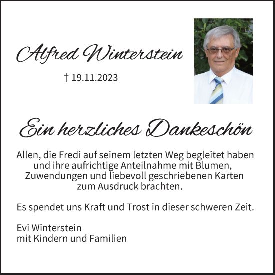 Anzeige von Alfred Winterstein von MGO