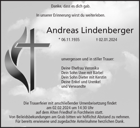 Anzeige von Andreas Lindenberger von MGO