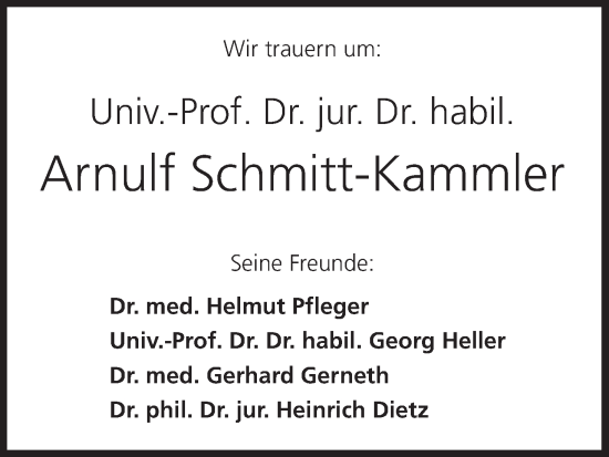 Anzeige von Arnulf Schmitt-Kammler von MGO