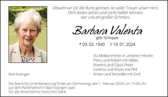 Anzeige von Barbara Valenta von MGO