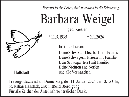 Anzeige von Barbara Weigel von MGO