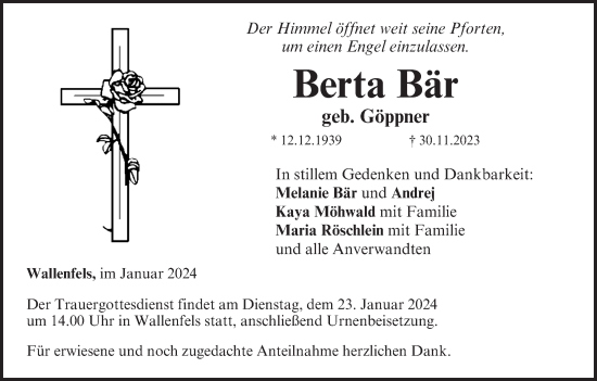 Anzeige von Berta Bär von MGO