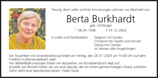 Anzeige von Berta Burkhardt von MGO