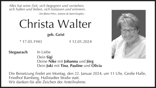 Anzeige von Christa Walter von MGO