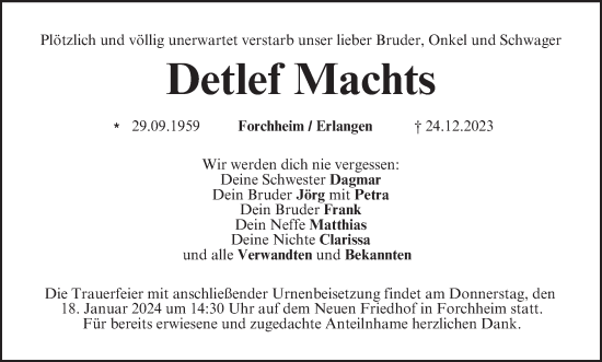 Anzeige von Detlef Machts von MGO
