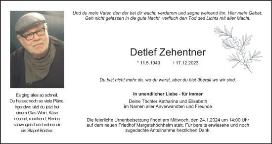 Anzeige von Detlef Zehentner von MGO