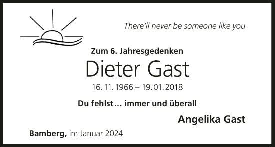 Anzeige von Dieter Gast von MGO
