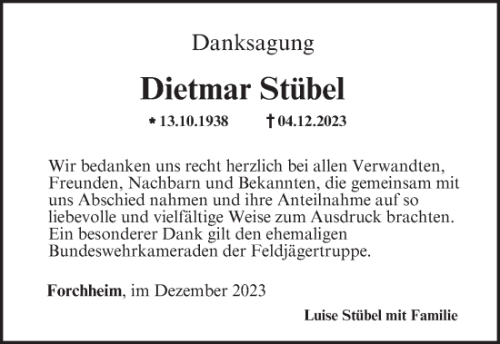 Anzeige von Dietmar Stübel von MGO