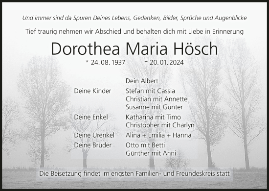 Anzeige von Dorothea Maria Hösch von MGO