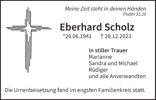 Anzeige von Eberhard Scholz von MGO