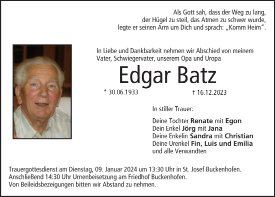 Anzeige von Edgar Batz von MGO