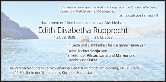 Anzeige von Edith Elisabetha Rupprecht von MGO