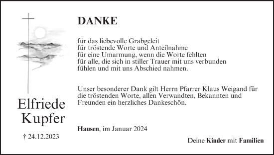 Anzeige von Elfriede Kupfer von MGO
