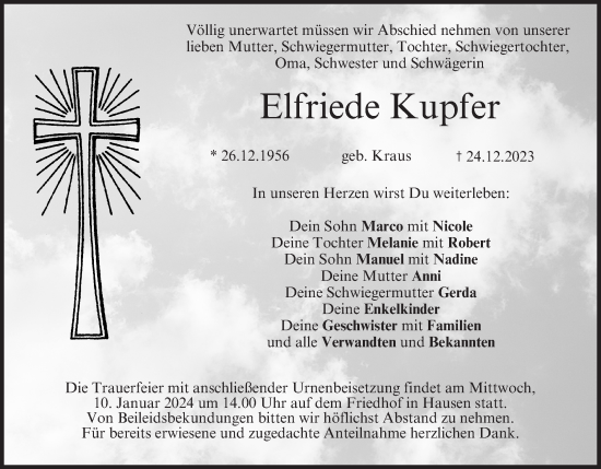 Anzeige von Elfriede Kupfer von MGO
