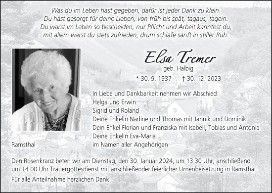 Anzeige von Elsa Tramer von MGO