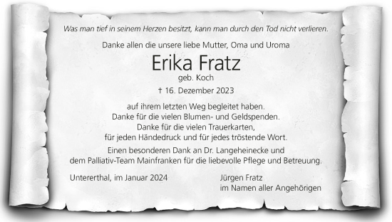 Anzeige von Erika Fratz von MGO