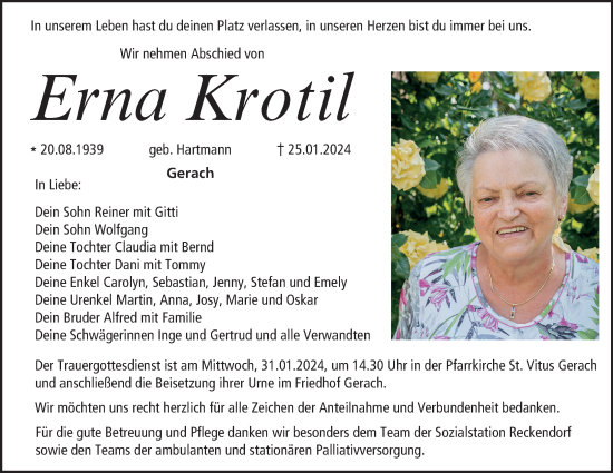 Anzeige von Erna Krotil von MGO