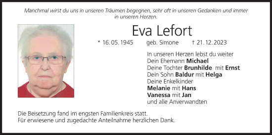 Anzeige von Eva Lefort von MGO