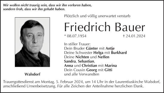 Anzeige von Friedrich Bauer von MGO