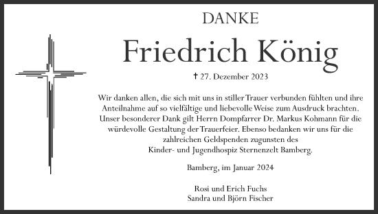 Anzeige von Friedrich König von MGO