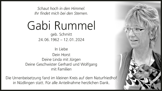 Anzeige von Gabi Rummel von MGO