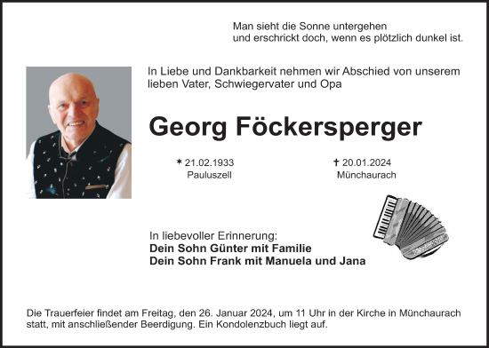 Anzeige von Georg Föckersperger von MGO