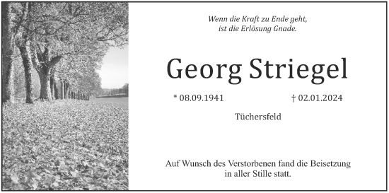 Anzeige von Georg Striegel von MGO