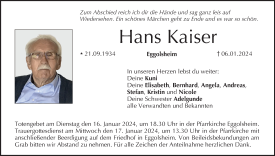 Anzeige von Hans Kaiser von MGO
