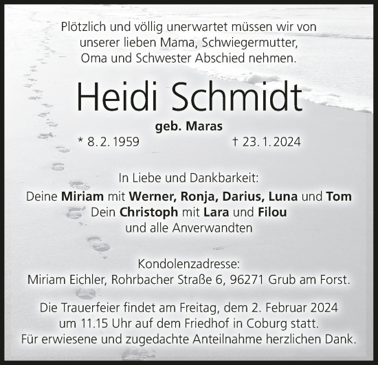 Anzeige von Heidi Schmidt von MGO